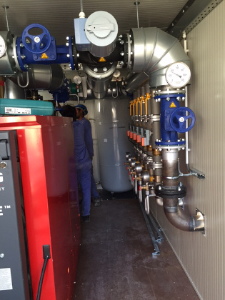 Hot water recirculating system in a hollow core factory at Hitech, Abu Dhabi
